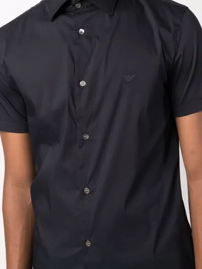 Emporio Armani Slim Fit Button Down Shirt In Black