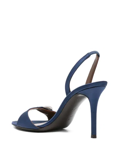 Giuseppe Zanotti Satin Heel Sandals Embellished Buckle In Blue