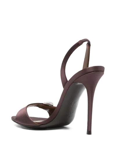 Giuseppe Zanotti Satin Stiletto Heel Sandals In Calf Leather In Brown