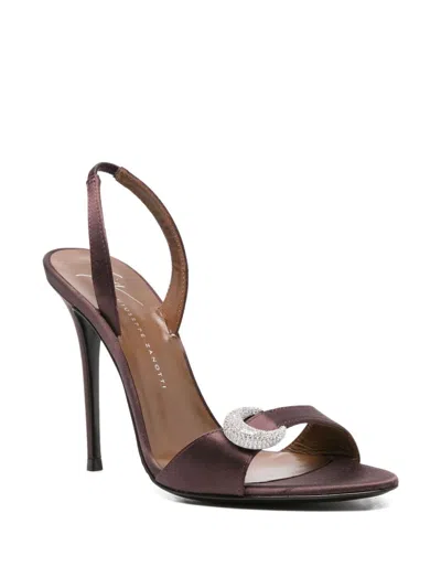 Giuseppe Zanotti Satin Stiletto Heel Sandals In Calf Leather In Brown