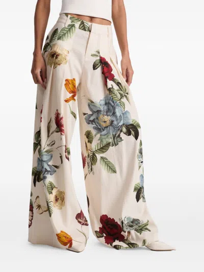 Alice And Olivia Alice + Olivia Blaire Linen Blend Trousers In Multi