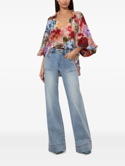 Alice And Olivia Norah Cotton Blouse In Multi