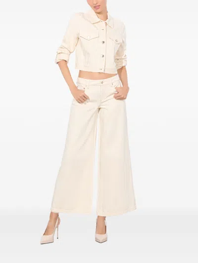 Alice And Olivia Wide-leg Cropped Jeans In Neutral