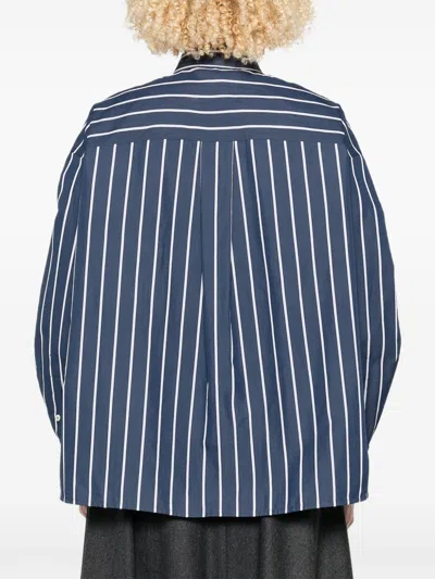 Brunello Cucinelli Women Striped Cotton Shirt In Blue