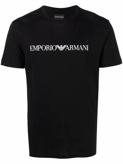 Emporio Armani Logo Cotton T-shirt In Black