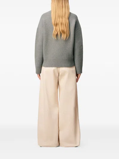 Ami Alexandre Mattiussi Grey Alpaca Ami De Coeur Crewneck Sweater Grey In Gray