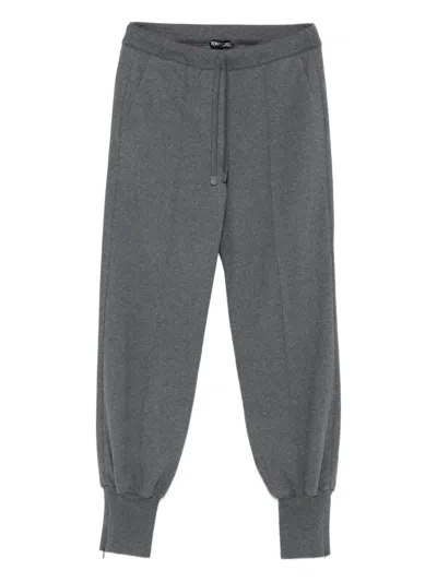Tom Ford Tapered Leg Trousers With Adjustable Drawstring And Elasticized Cuffs In Gray