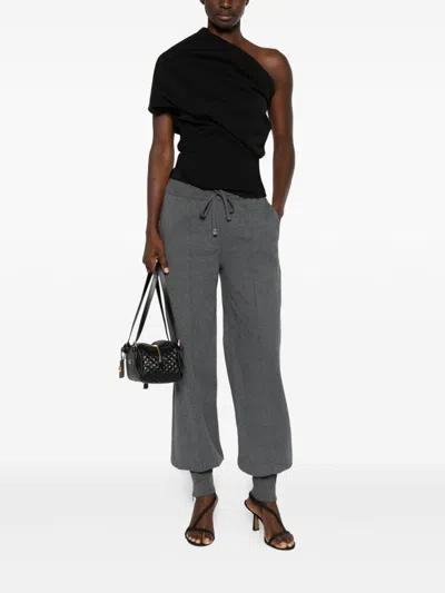 Tom Ford Tapered Leg Trousers With Adjustable Drawstring And Elasticized Cuffs In Gray