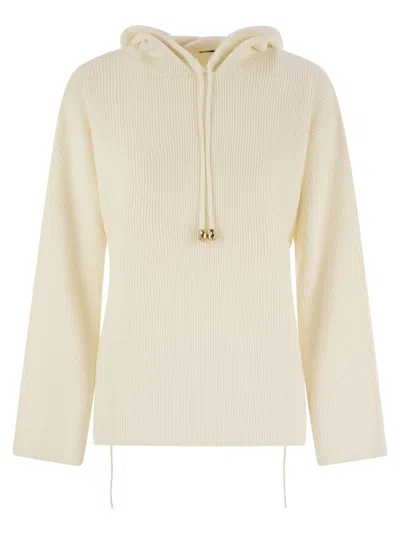 Fabiana Filippi English Ribbed Hooded Sweater In Gray