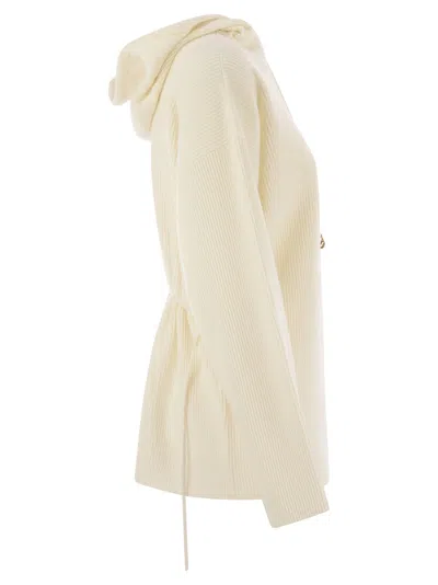 Fabiana Filippi English Ribbed Hooded Sweater In Gray