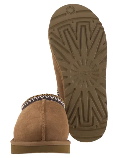 Ugg Tasman Beige Mules With Embossed Logo In Suede Woman In Brown