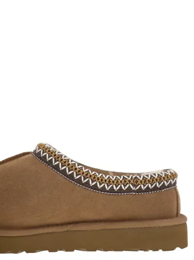 Ugg Tasman Beige Mules With Embossed Logo In Suede Woman In Brown
