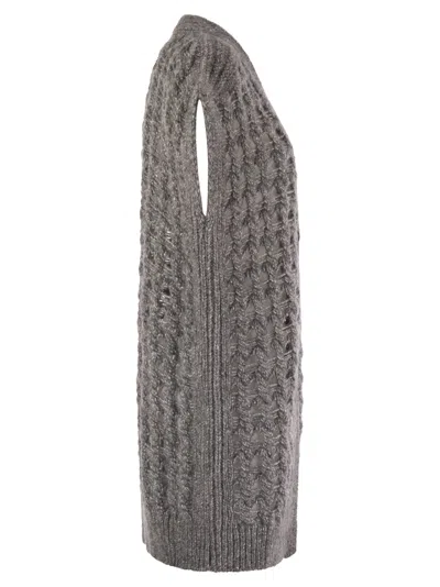 Herno Knitwear V-neck Openwork Cardigan In Gray