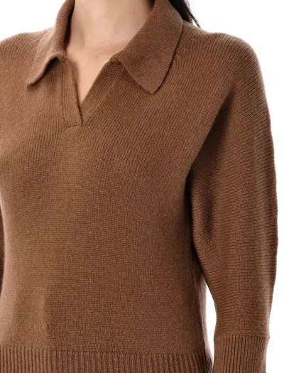 Khaite Women Brown Herve Polo Shirt, S Luxury Polos For Women Darveys In Brown