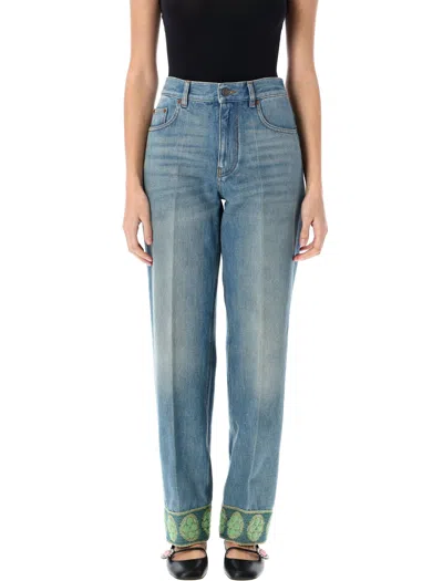 Valentino Garavani Straight-leg Jeans With Decorative Cuffs In Black