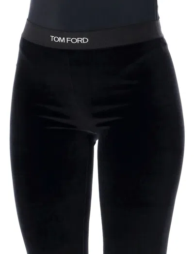 Tom Ford Velour Leggings Trousers Stretch Waistband Slim In Black