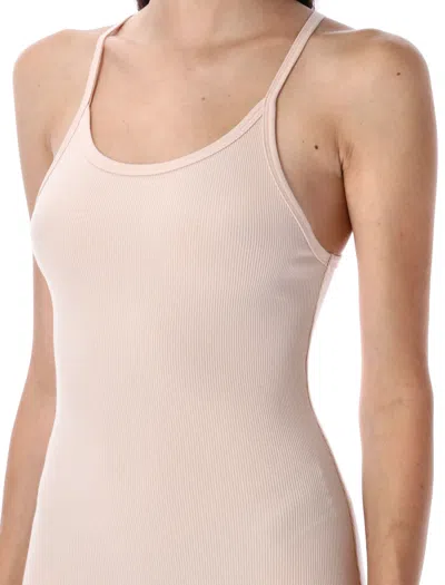 Éterne Eterne Long Tank Dress With Ribbed Texture In Gray