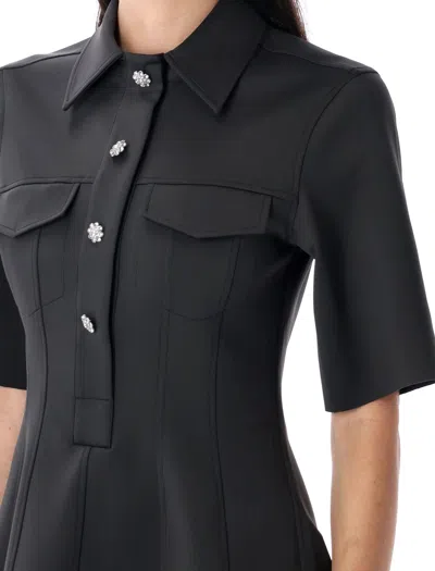 Ganni Mini Dress With Scalloped Buttons In Black