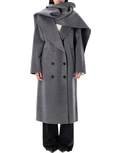 Rohe Signature Double-faced Scarf Coat In Gray