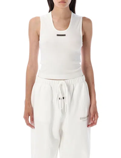 Essentials Ribbed Scoop-neck Tank Top In White