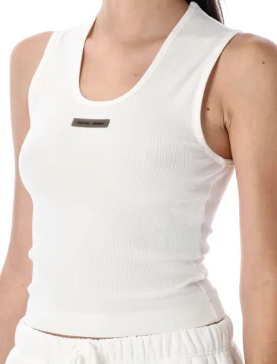 Essentials Ribbed Scoop-neck Tank Top In White