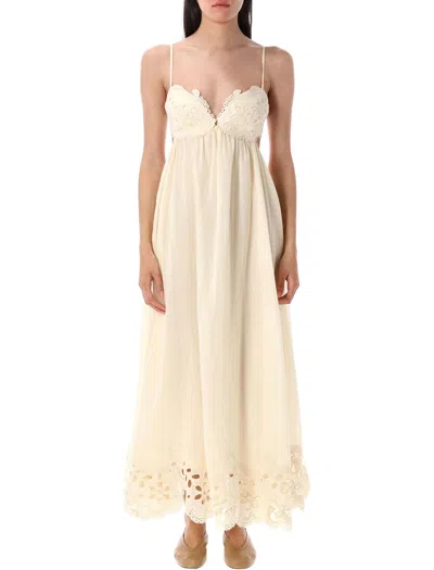 Zimmermann Embroidered Dress Coco In Neutral