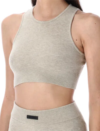 Essentials Crew-neck Ribbed Tank Top In Gray