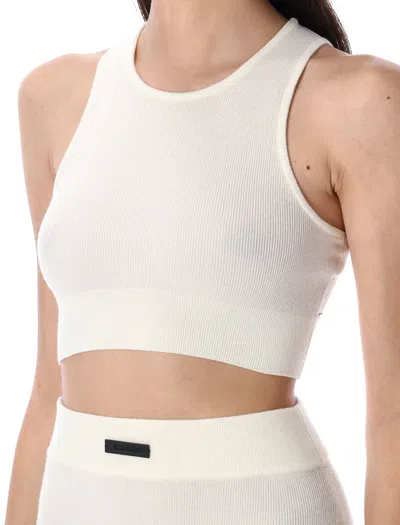 Essentials Round-neck Ribbed-knit Tank Top In Neutral