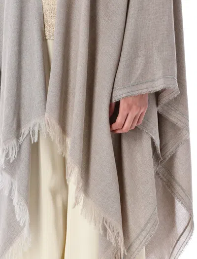 Fabiana Filippi Embellished Jacquard Shawl In Gray