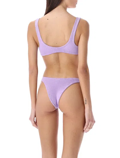 Reina Olga Ginny Scrunch Bikini Bottom In Purple
