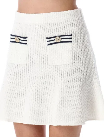 Self-portrait Textured Knit Mini Skirt In White
