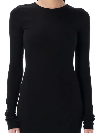 Éterne Black Long Sleeve Crewneck Minidress In Black