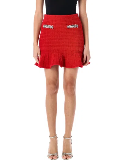 Self-portrait Self Portrait Textured Knit Skirt In Red