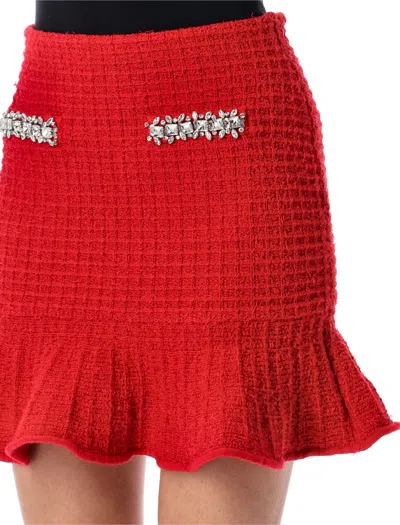 Self-portrait Self Portrait Textured Knit Skirt In Red