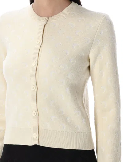 Marine Serre Moon Jacquard Knit Fitted Cardigan In Neutral