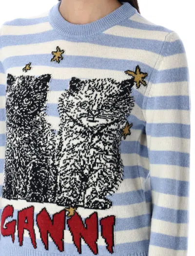 Ganni Wool Blend Sweater In Blue