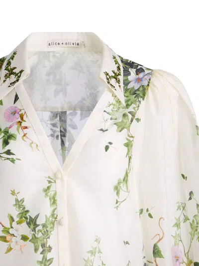 Alice And Olivia Charis Button Down Blouse Ivy Romance In White