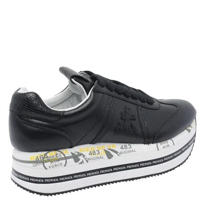 Premiata Low Top Sneakers With Contrast Platform Sole In Black