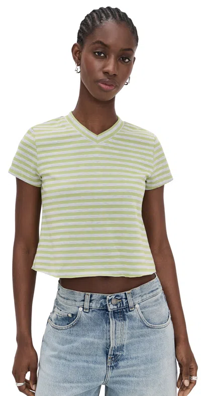 Lioness North Light Tee Lime Grey Stripe In Multi