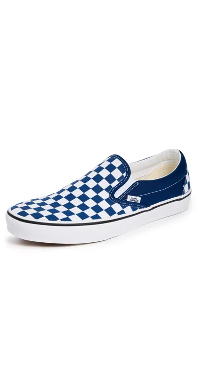 Vans Men's Classic Slip-on Checkerboard In Blue In White