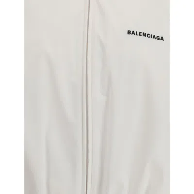 Balenciaga High Collar Zip Jacket With Bold Logo Detailing In White