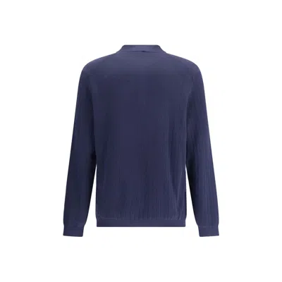 Brunello Cucinelli Men Polo Sweater In Blue