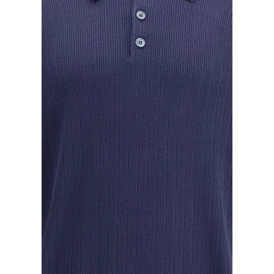 Brunello Cucinelli Men Polo Sweater In Blue