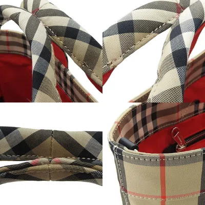 Pre-owned Burberry Beige Black Polyester Cotton Shoulder Bag Tote Bag ()
