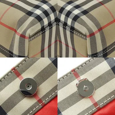 Pre-owned Burberry Beige Black Polyester Cotton Shoulder Bag Tote Bag ()