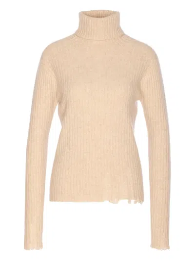 Uma Wang High Neck Turtleneck Knitwear With Distressed Ribbed Texture In Multi