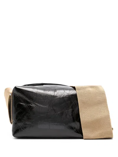 Uma Wang Structured Cross-body Leather Bag In Black