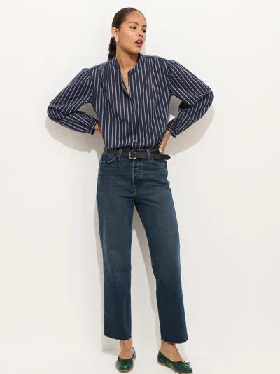 Alex Mill Ali Stripe Cotton Voile Button-up Shirt In Blue