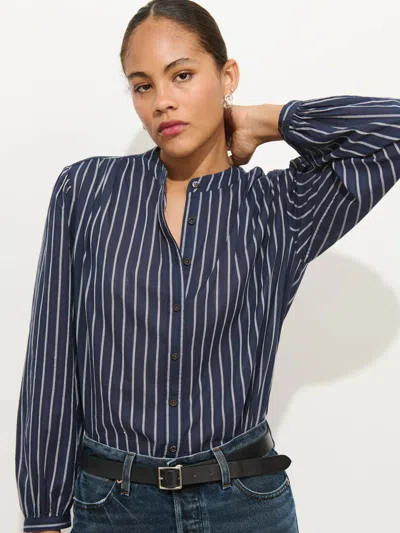 Alex Mill Ali Stripe Cotton Voile Button-up Shirt In Blue
