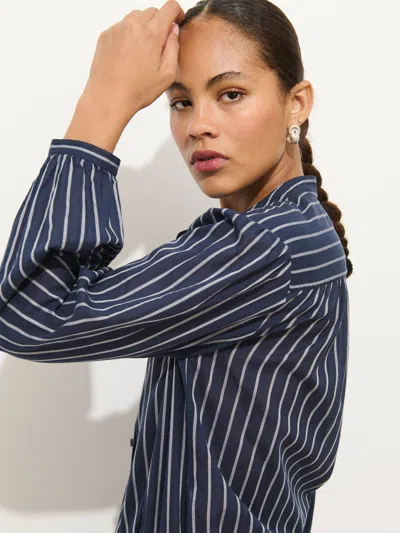 Alex Mill Ali Stripe Cotton Voile Button-up Shirt In Blue